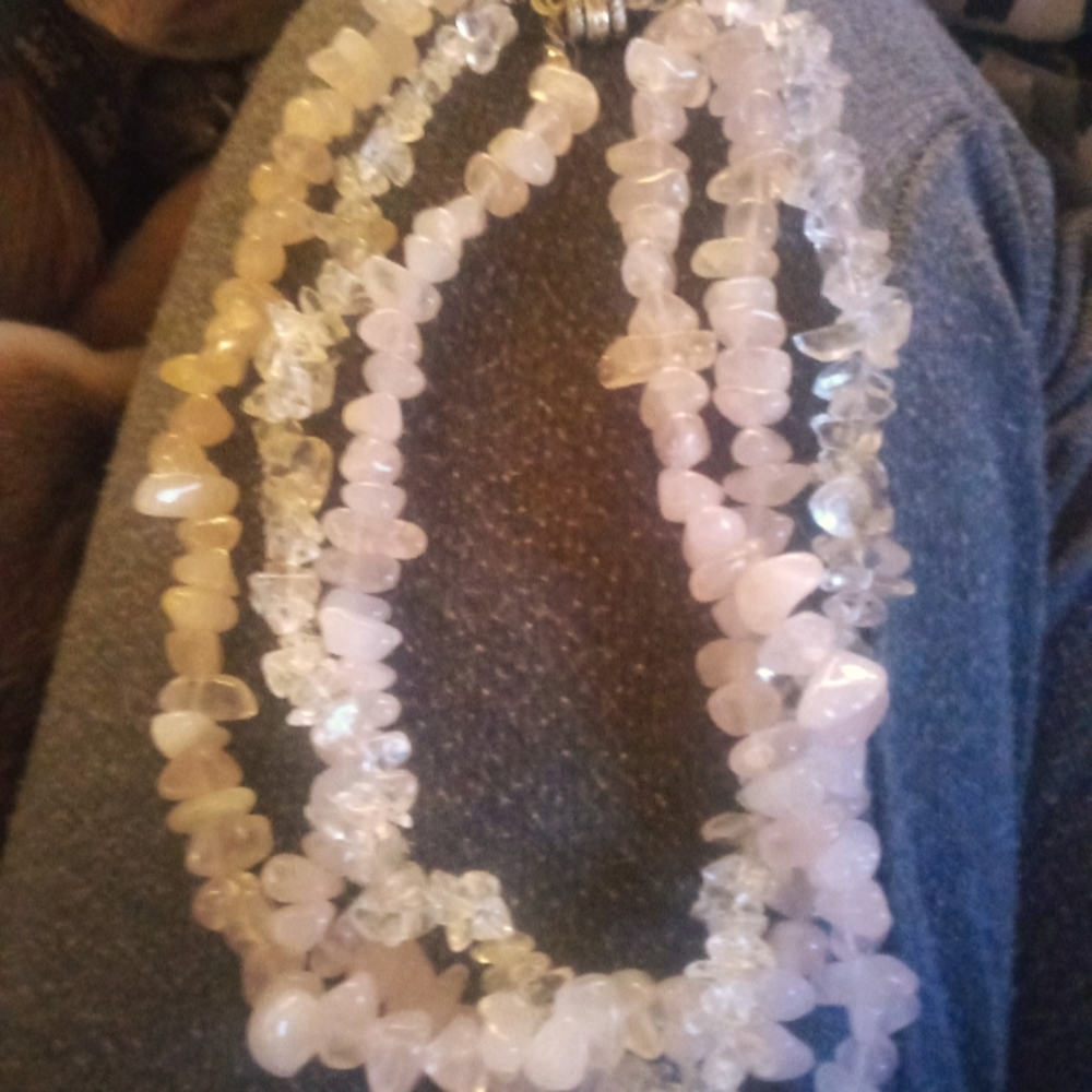 Rose and Clear Quartz necklace
